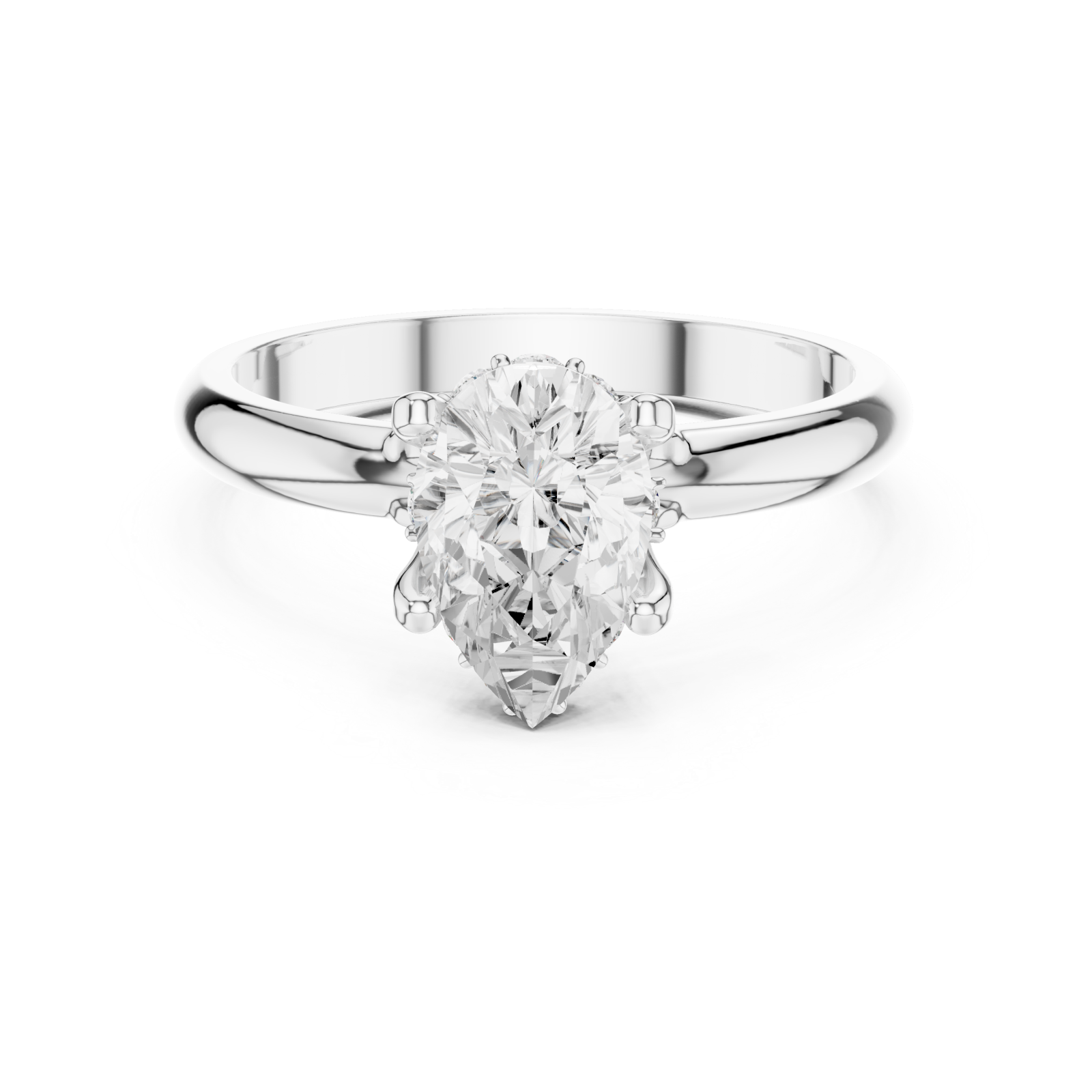  White Gold Celestial Curve Halo Engagement Ring Front View