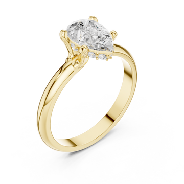 Gold Celestial Curve Halo Engagement Ring Right View