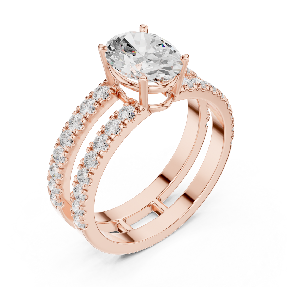  Rose Gold Radiant Horizon Statement Bridal Ring Right View