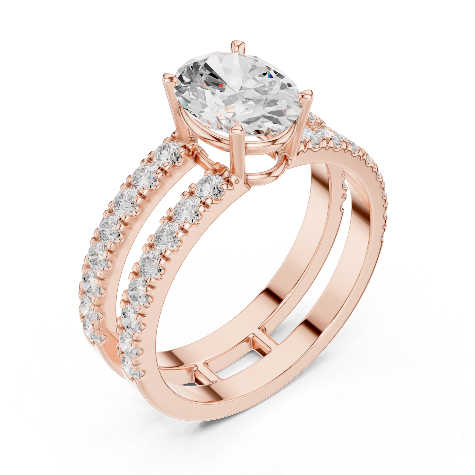  Rose Gold Radiant Horizon Statement Bridal Ring Right View