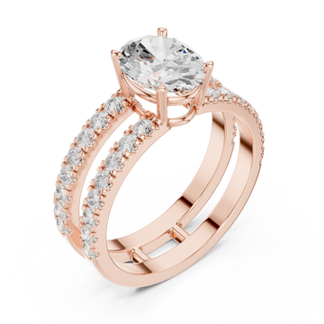  Rose Gold Radiant Horizon Statement Bridal Ring Right View