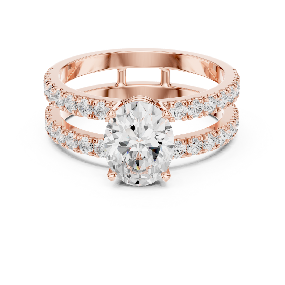  Rose Gold Radiant Horizon Statement Bridal Ring Right View