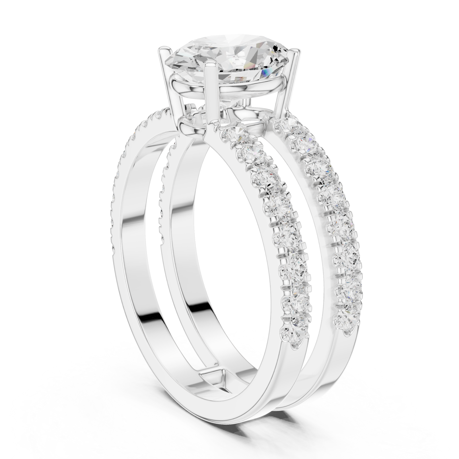  White Gold Radiant Horizon Statement Bridal Ring Left View