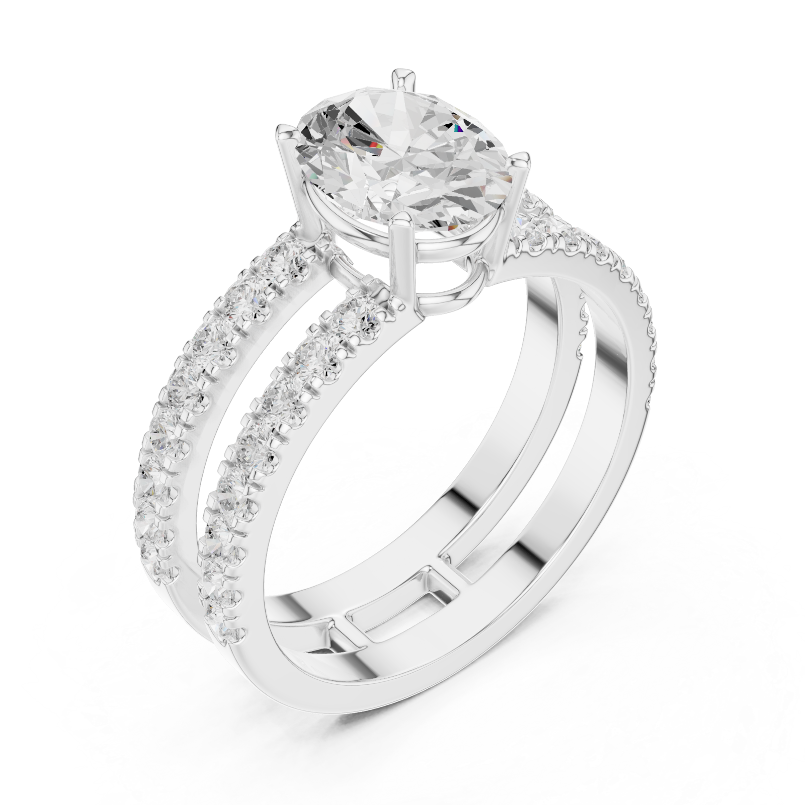  White Gold Radiant Horizon Statement Bridal Ring Right View