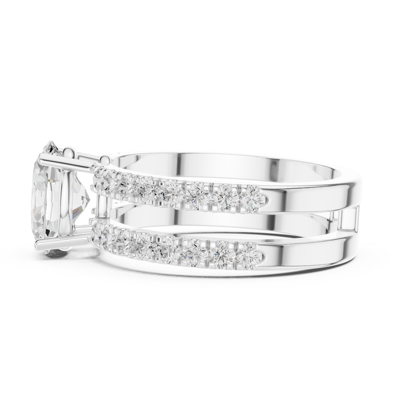  White Gold Radiant Horizon Statement Bridal Ring Side View
