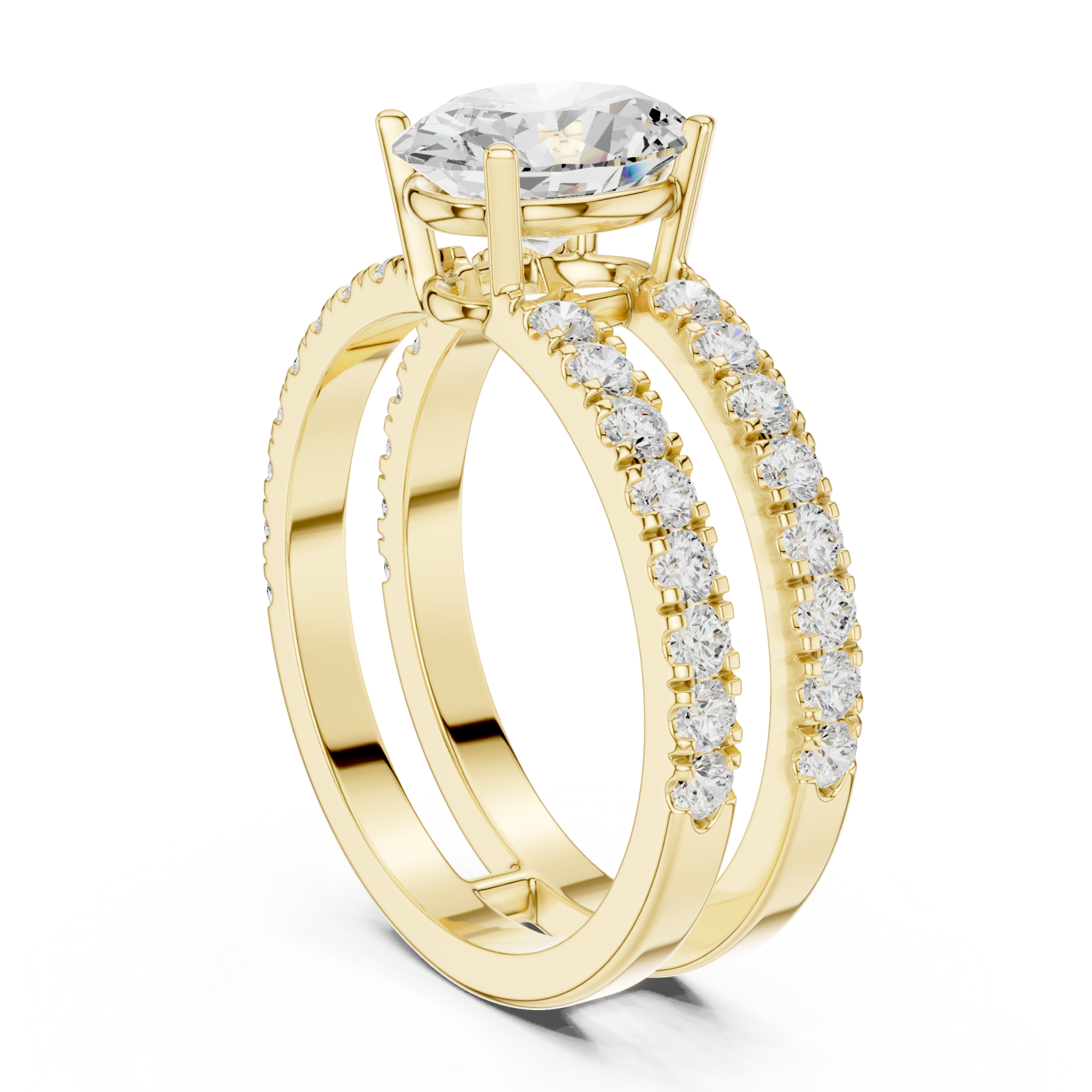  Gold Radiant Horizon Statement Bridal Ring Left View