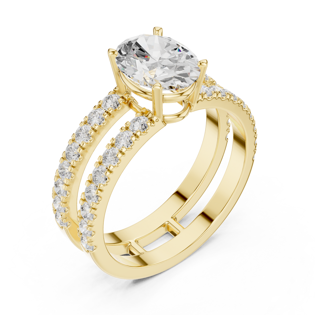 Gold Radiant Horizon Statement Bridal Ring Right View