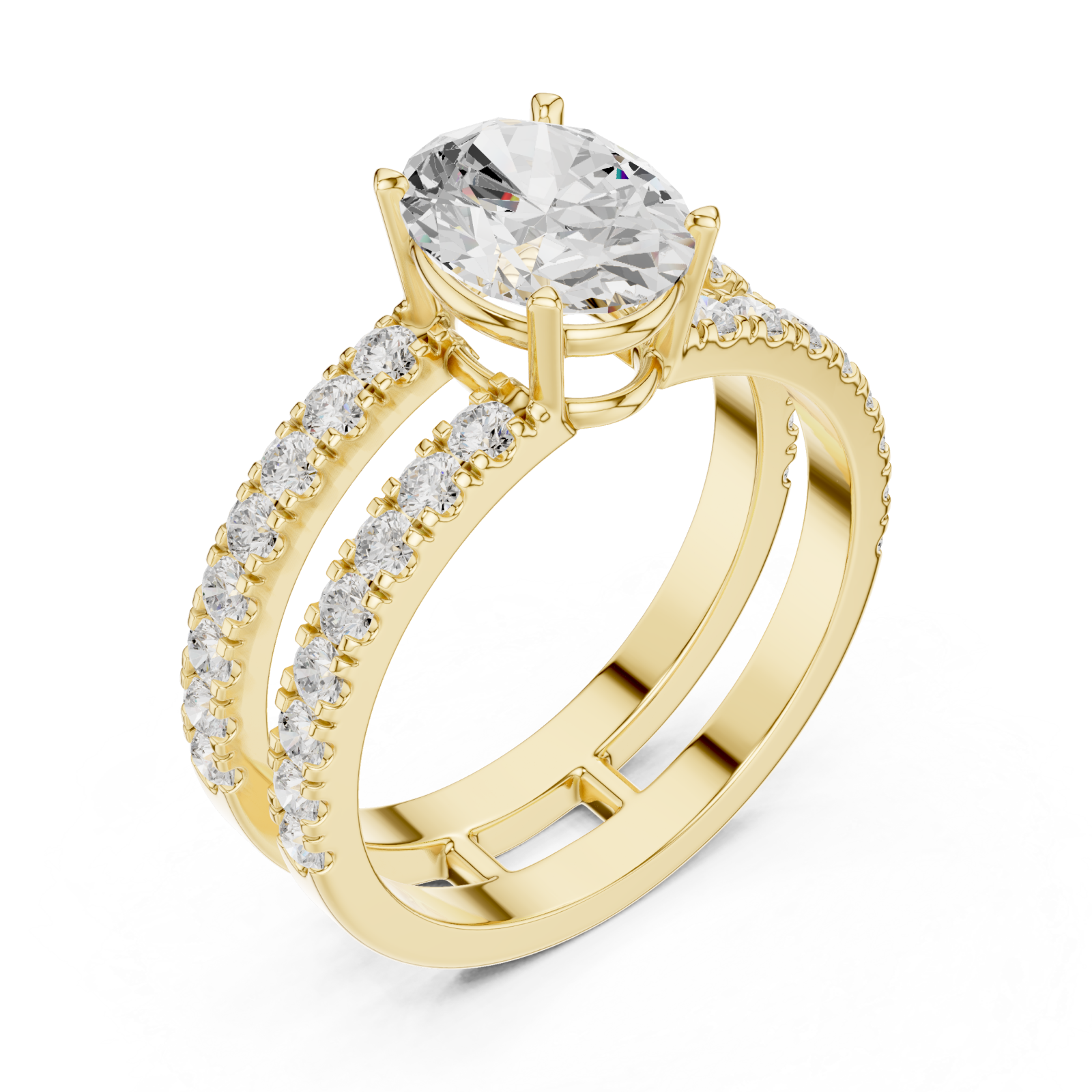 Gold Radiant Horizon Statement Bridal Ring Right View