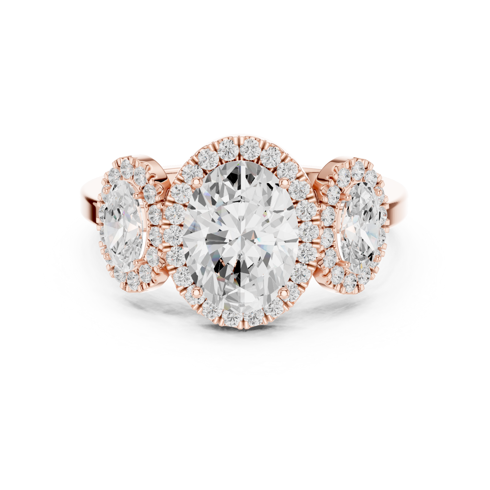  Rose Gold Opulent Oval Radiance Statement Ring Front View