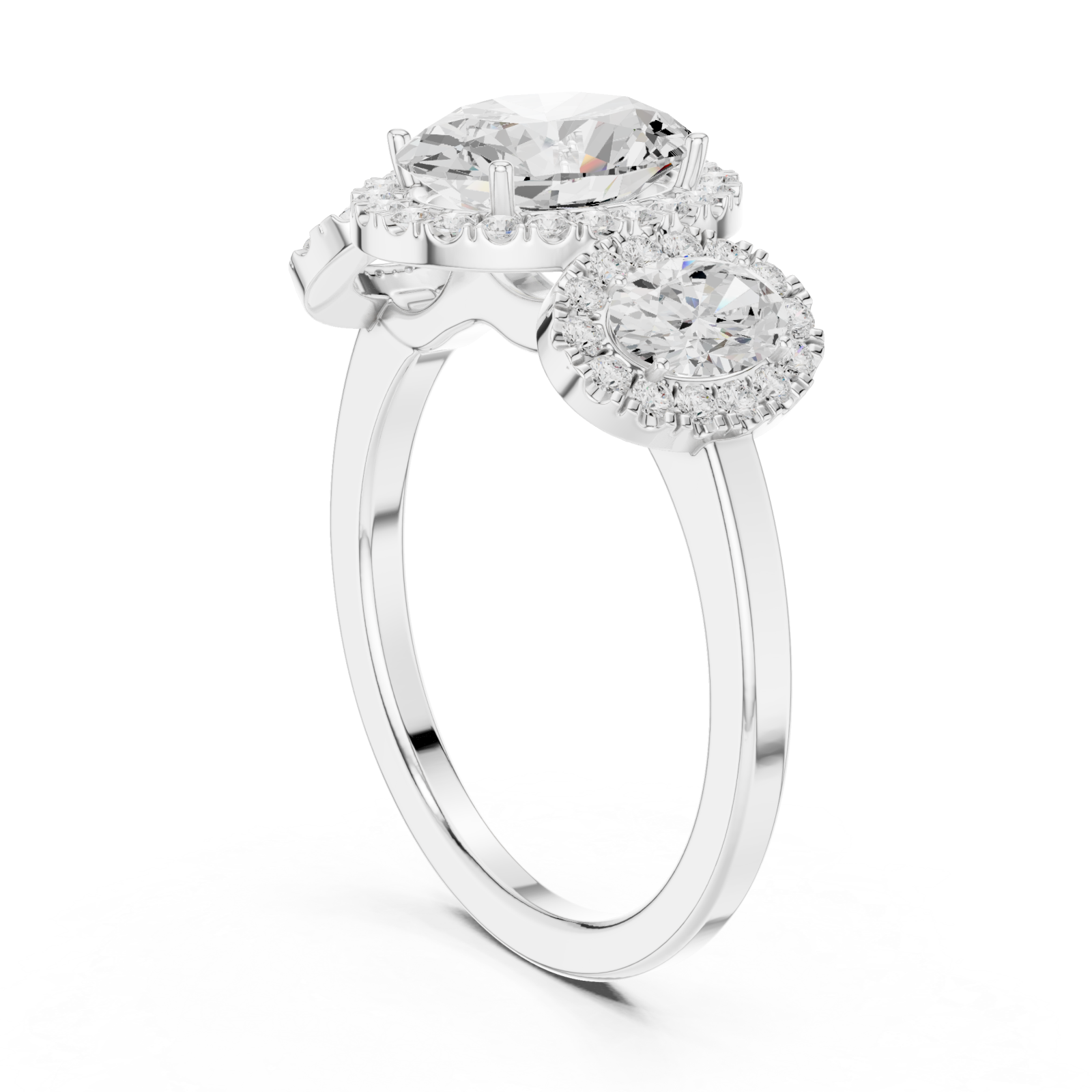  White Gold Opulent Oval Radiance Statement Ring Left View