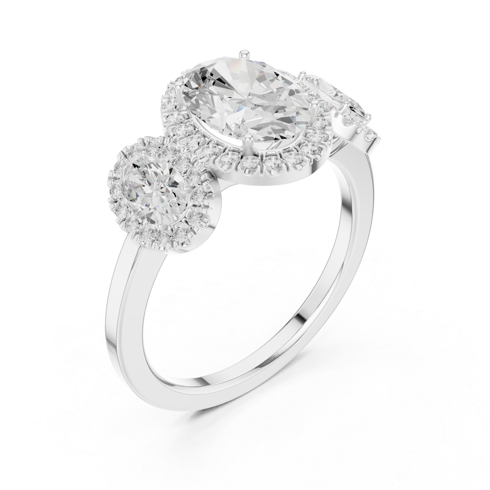  White Gold Opulent Oval Radiance Statement Ring Right View