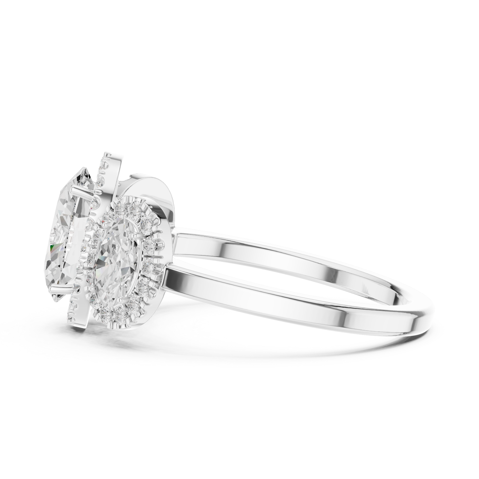  White Gold Opulent Oval Radiance Statement Ring Side View