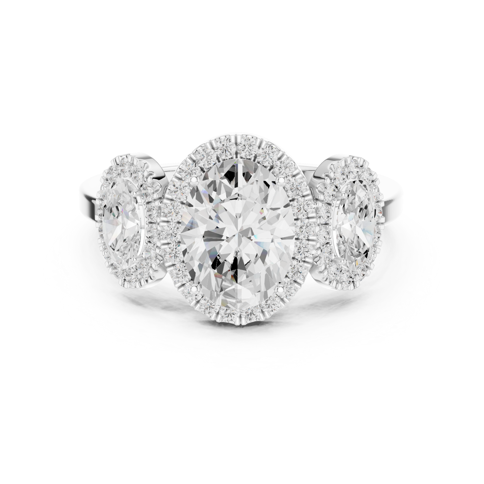 White Gold Opulent Oval Radiance Statement Ring Front View