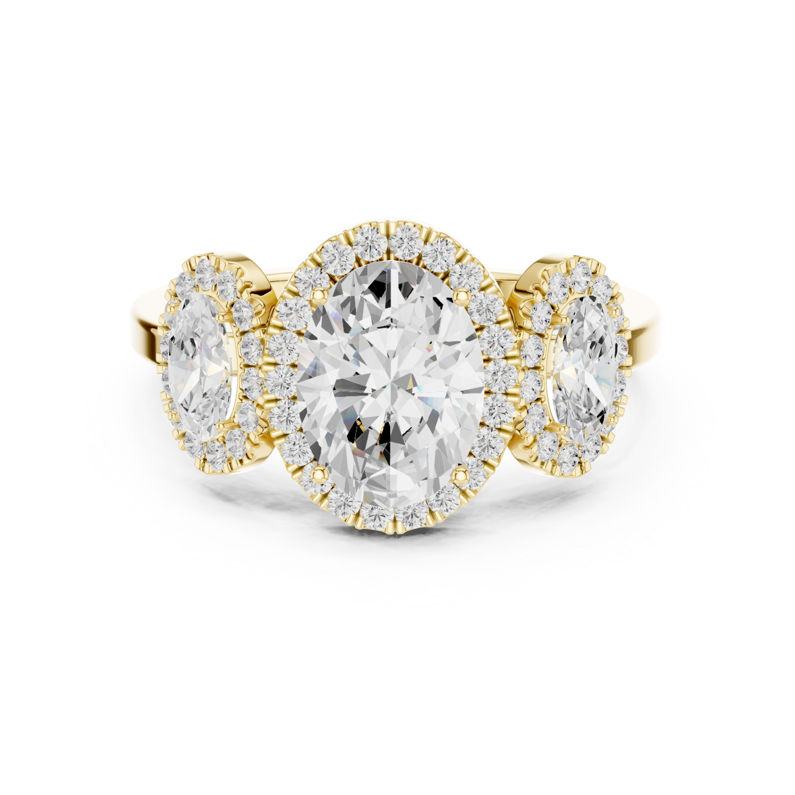  Gold Opulent Oval Radiance Statement Ring Front View