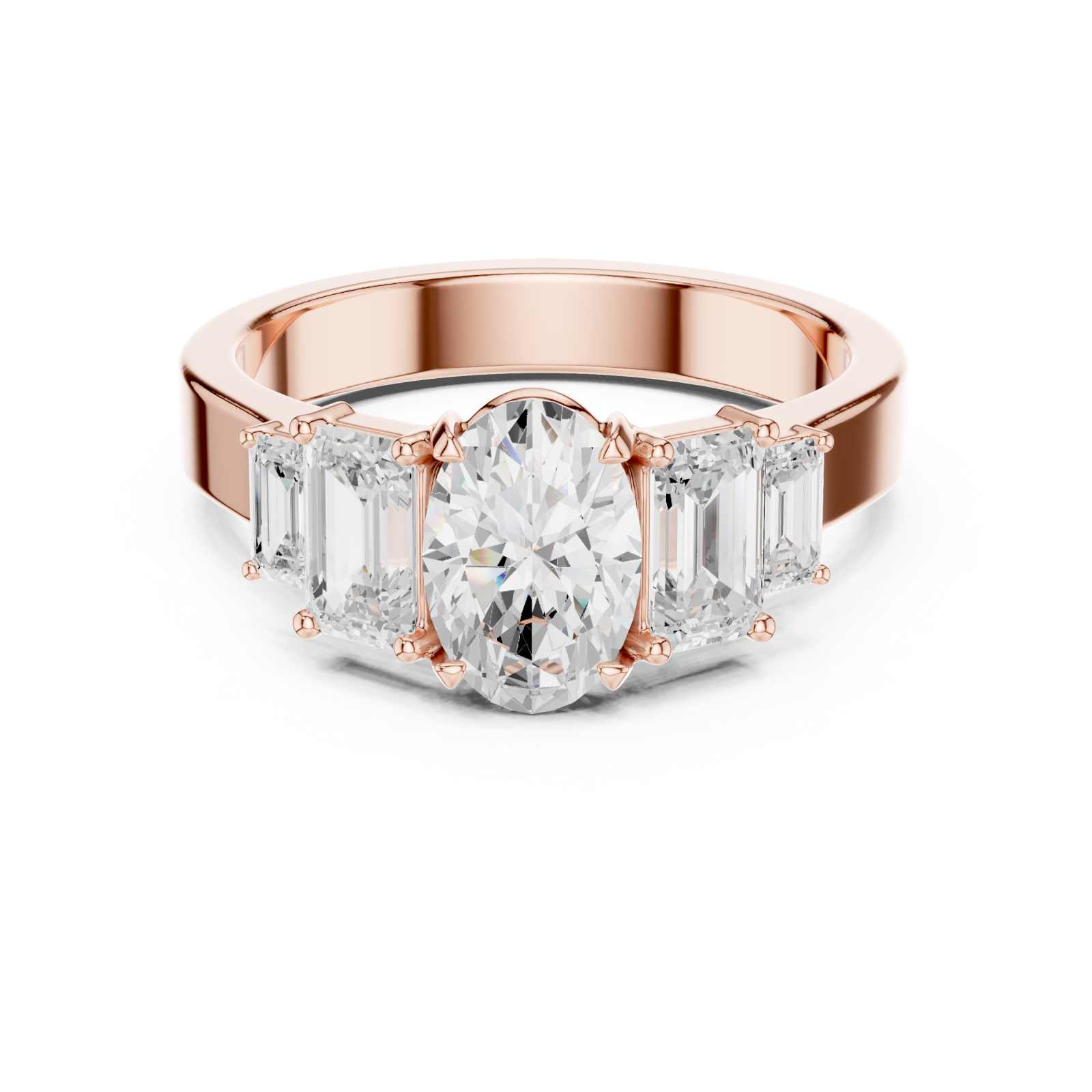  Rose Gold Trinity Grace Statement Ring Front View
