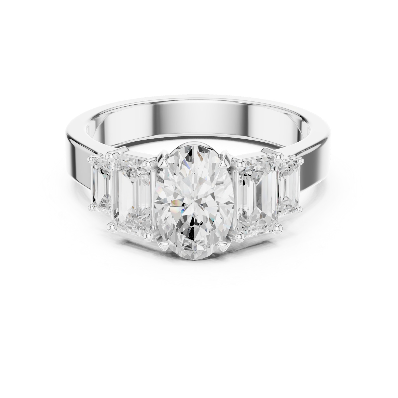  White Gold Trinity Grace Statement Ring Front View