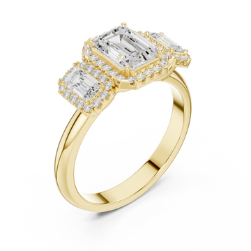 Gold Radiant Trio Halo Ring Right View