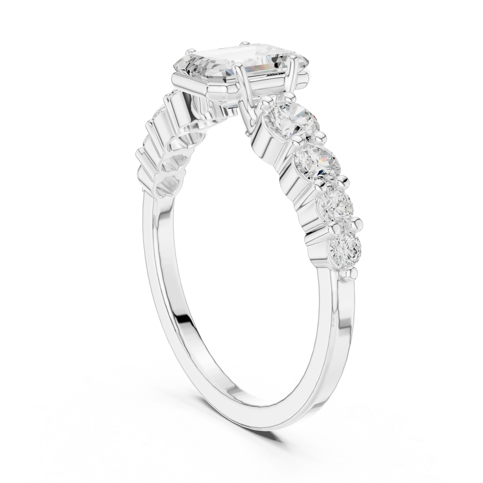  White Gold Twilight Lane Classic Solitaire Ring Left View