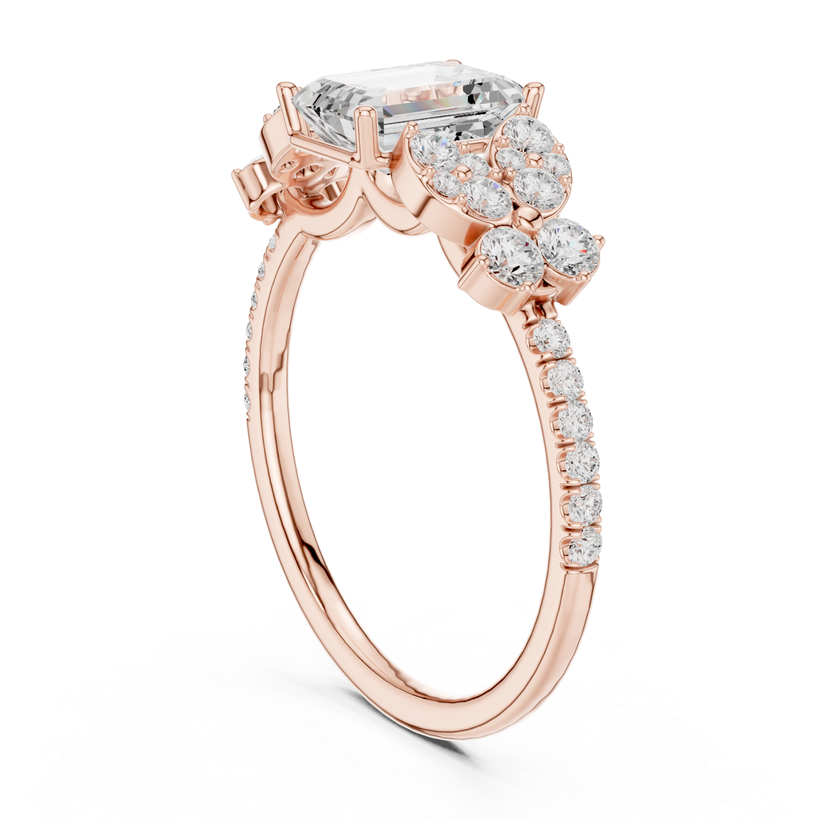  Rose Gold Radiance Garden Halo Band Ring Left View