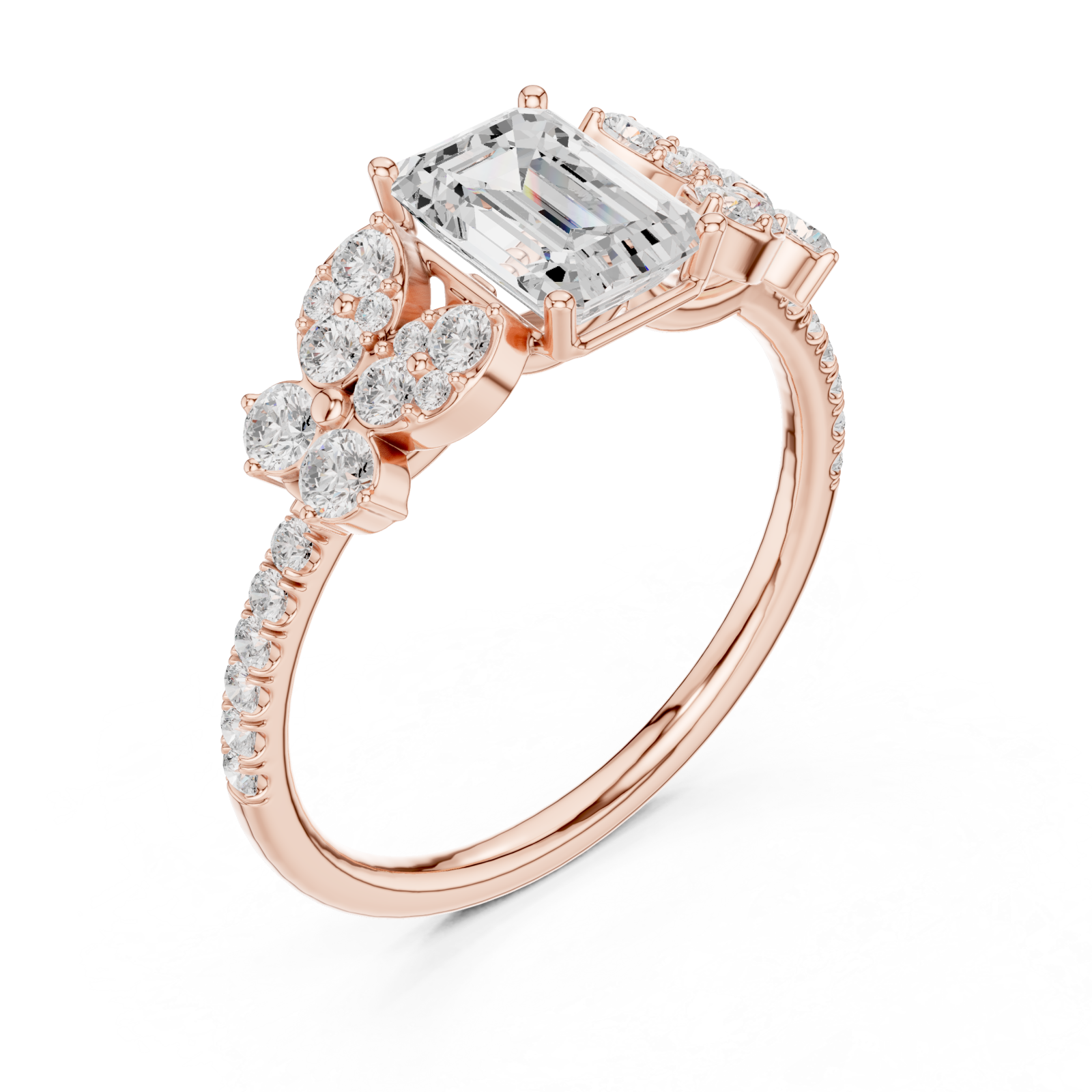  Rose Gold Radiance Garden Halo Band Ring Right View