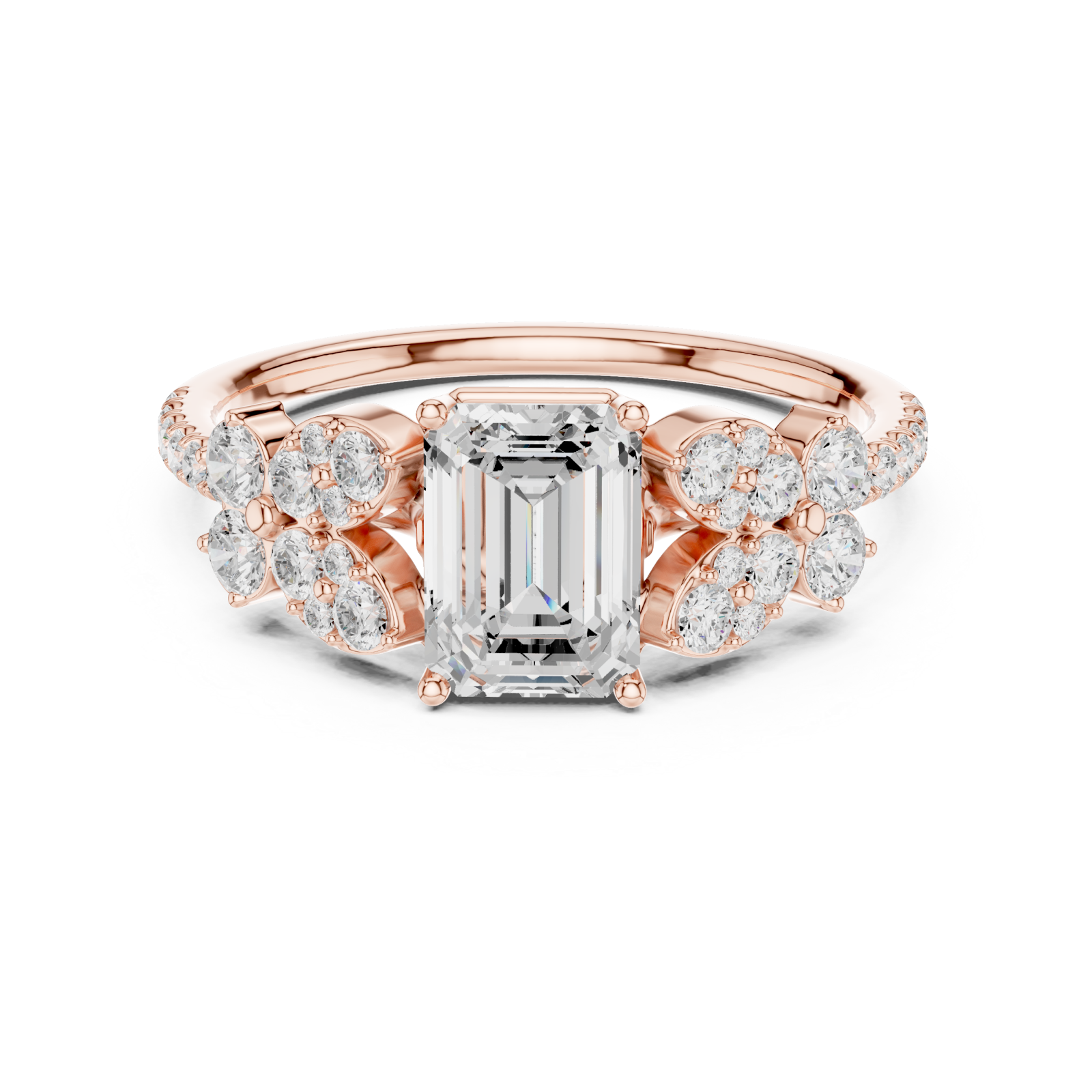  Rose Gold Radiance Garden Halo Band Ring Front View