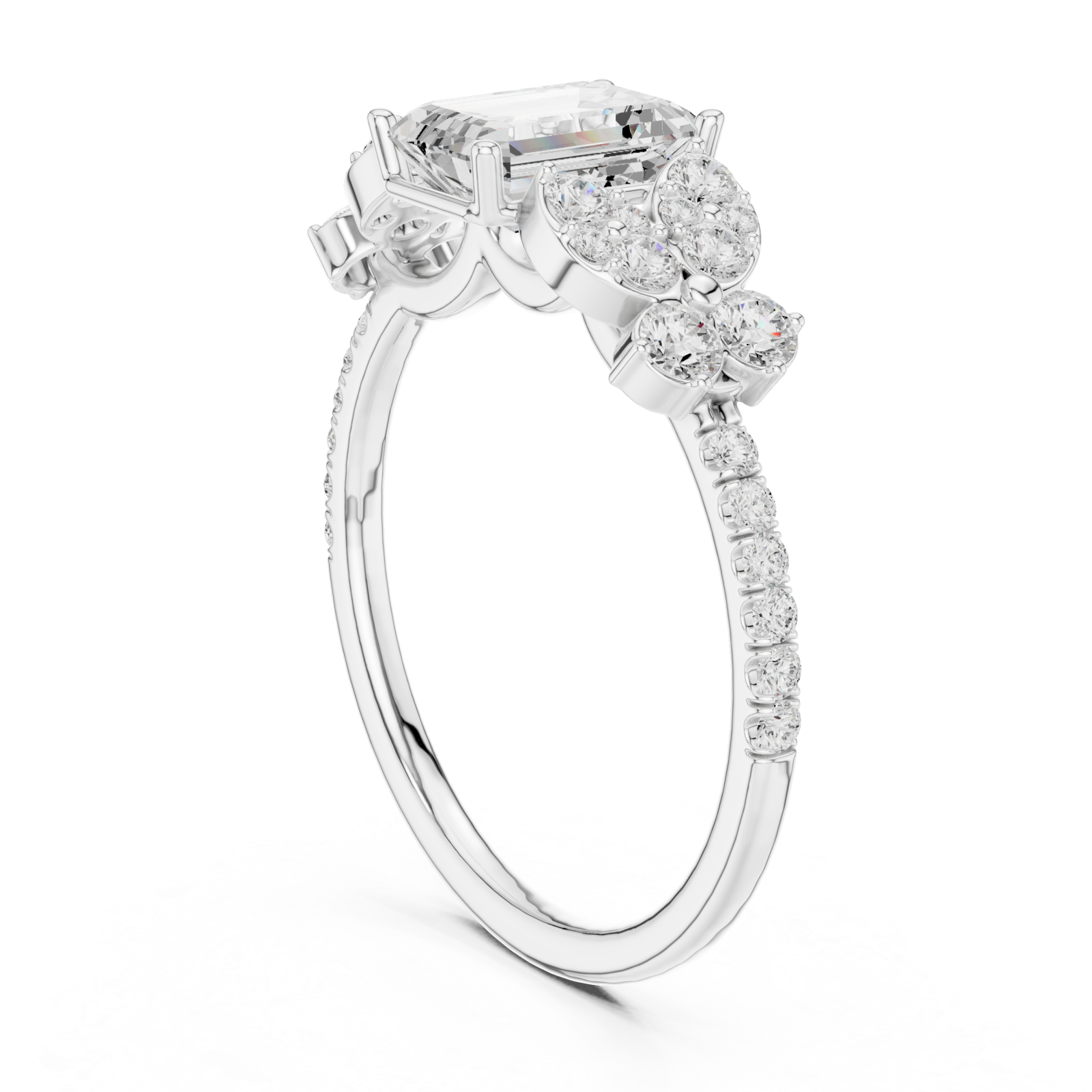  White Gold Radiance Garden Halo Band Ring Left View