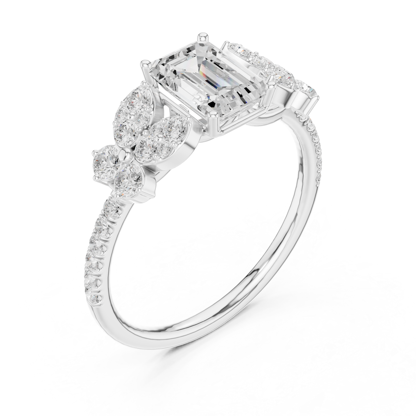  White Gold Radiance Garden Halo Band Ring Right View