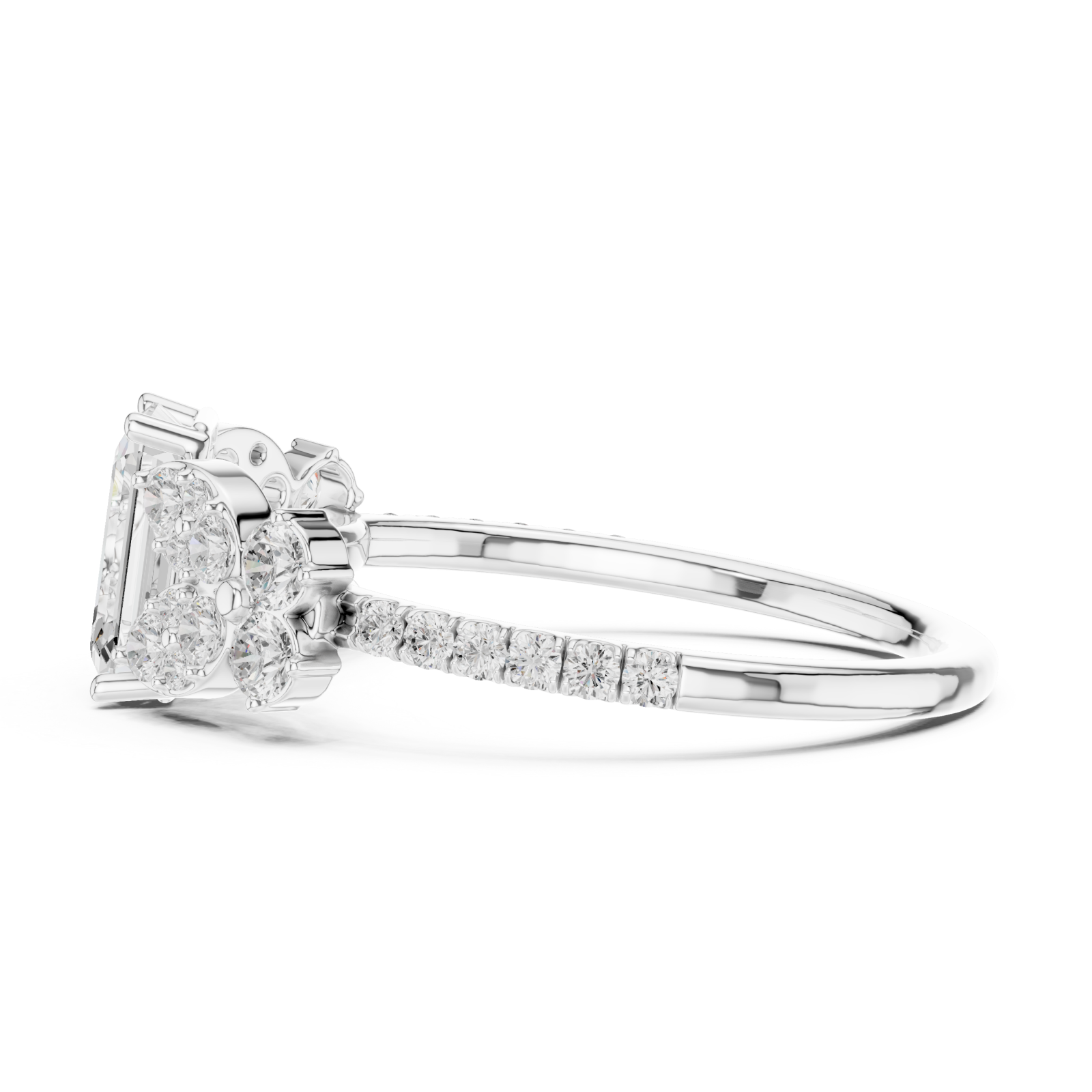  White Gold Radiance Garden Halo Band Ring Side View