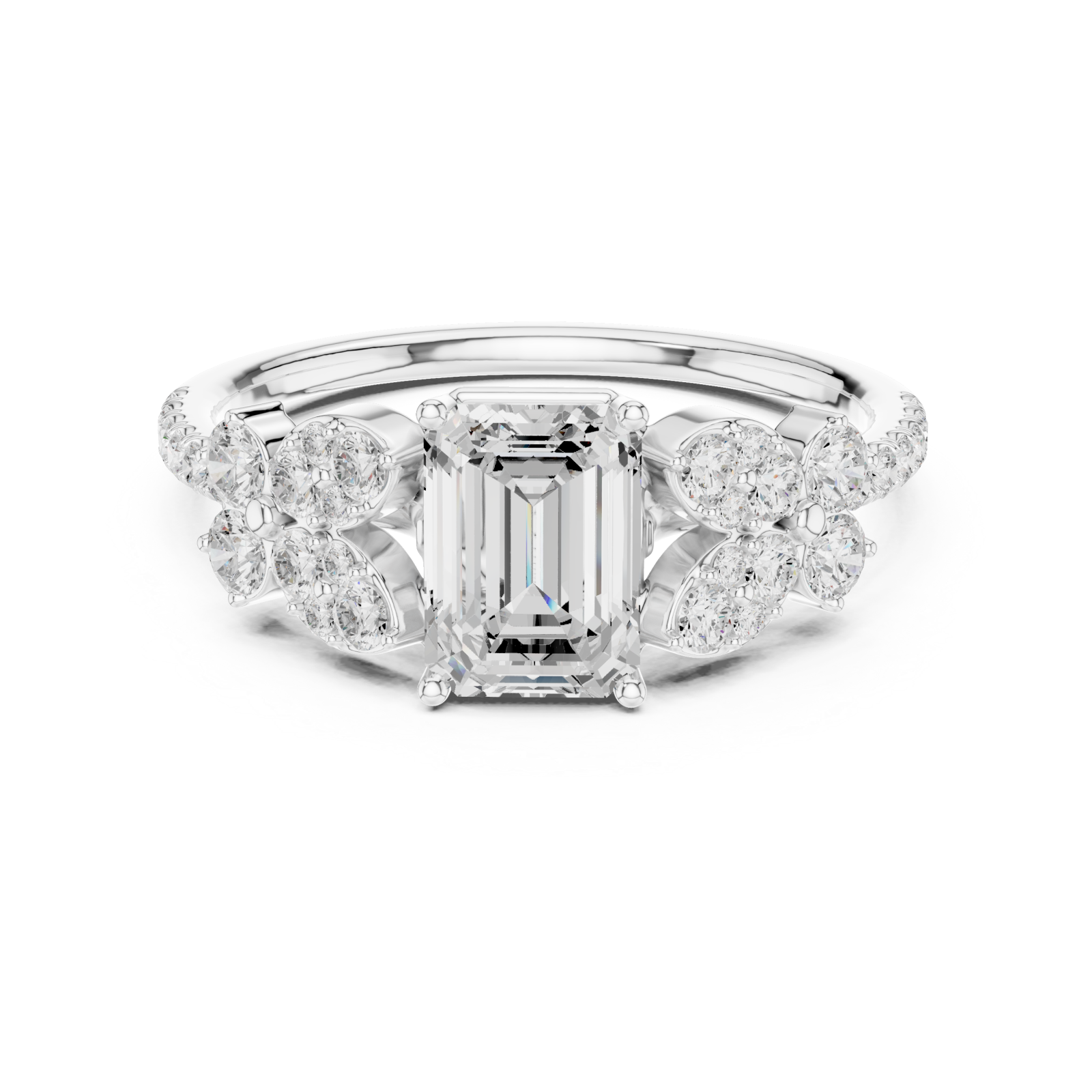  White Gold Radiance Garden Halo Band Ring Front View
