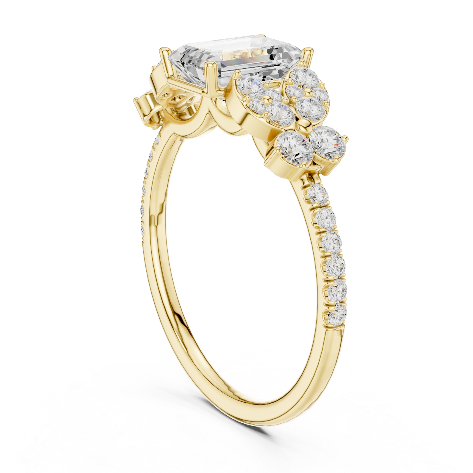  Gold Radiance Garden Halo Band Ring Left View