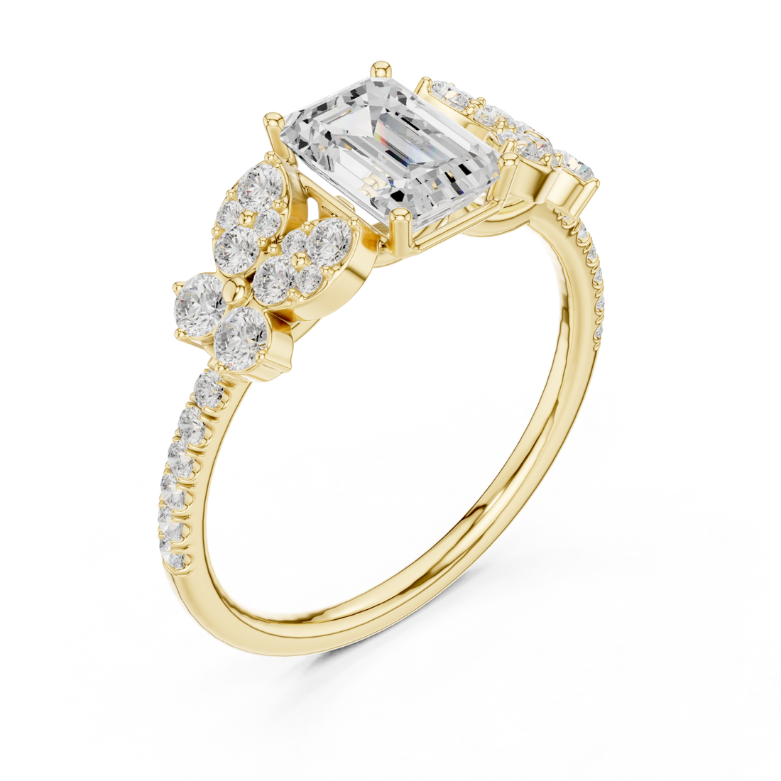 Gold Radiance Garden Halo Band Ring Right View