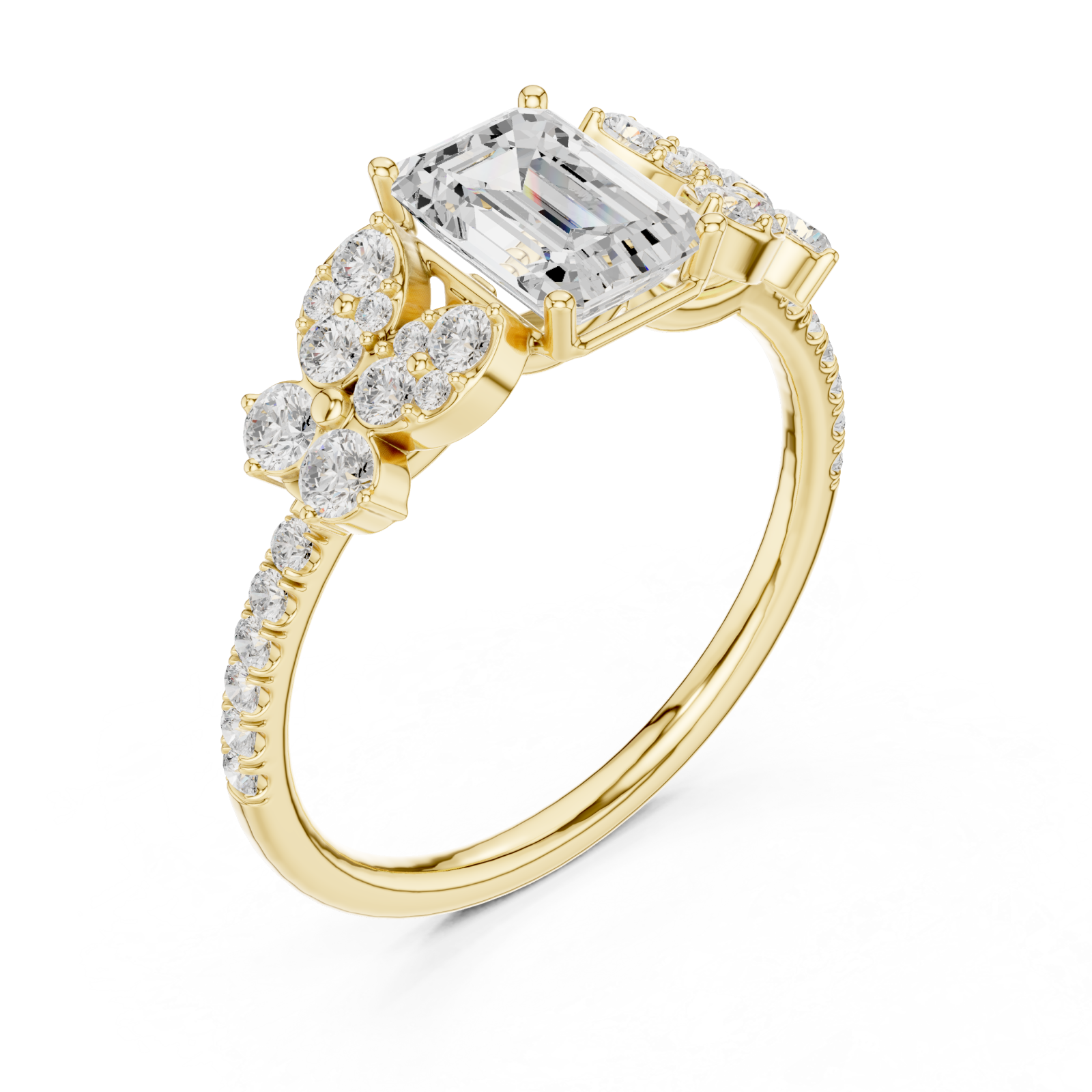 Gold Radiance Garden Halo Band Ring Right View