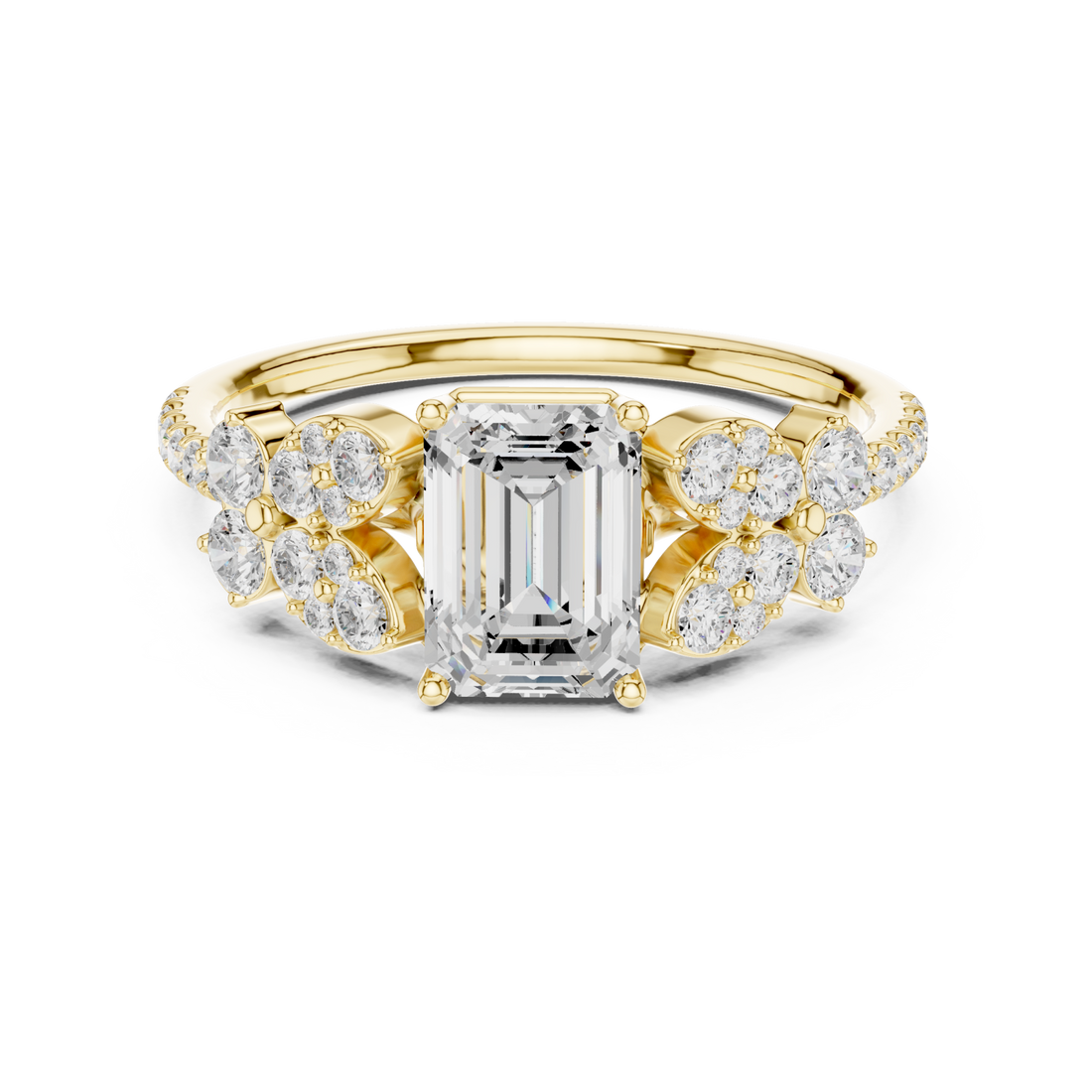 Gold Radiance Garden Halo Band Ring Right View