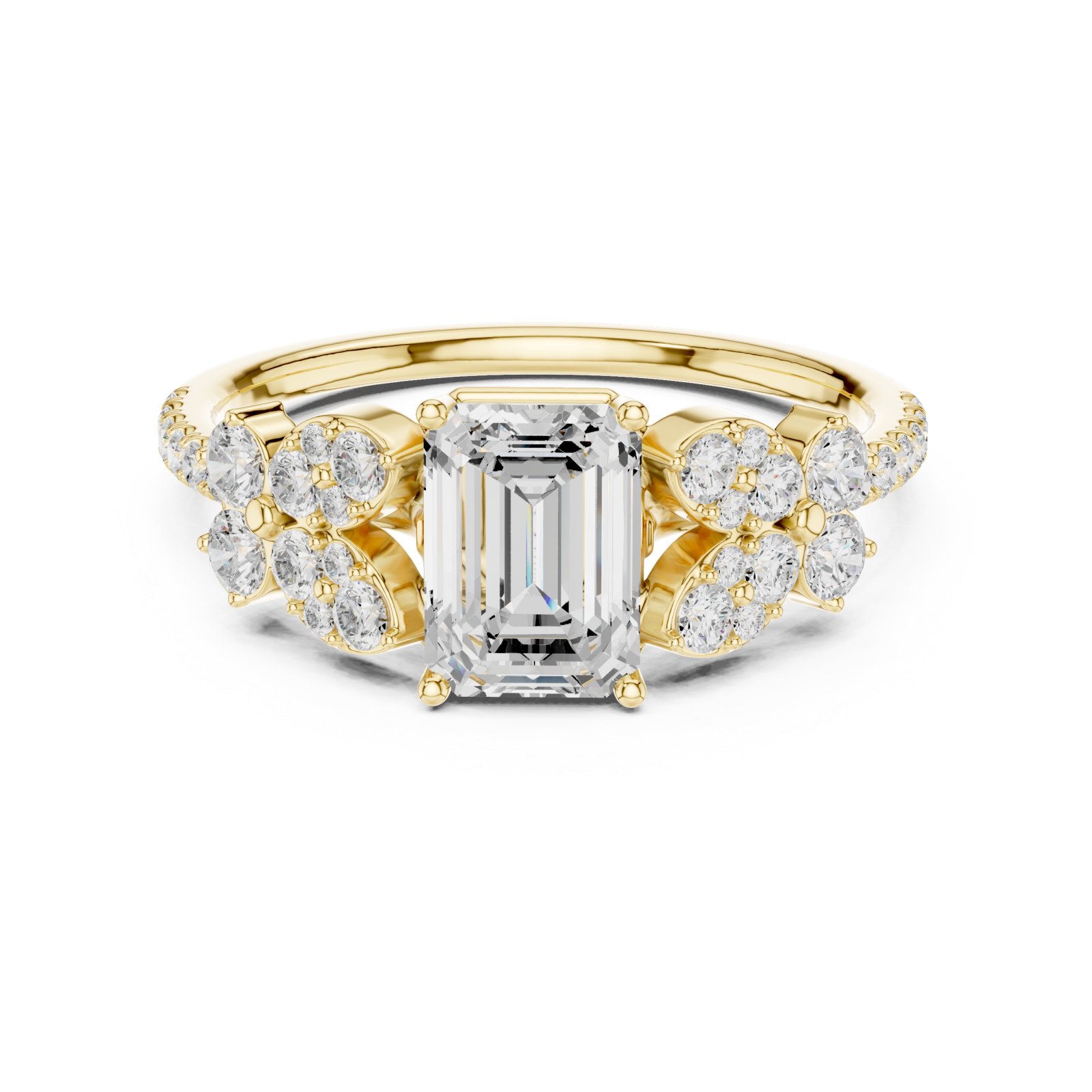  Gold Radiance Garden Halo Band Ring Front View