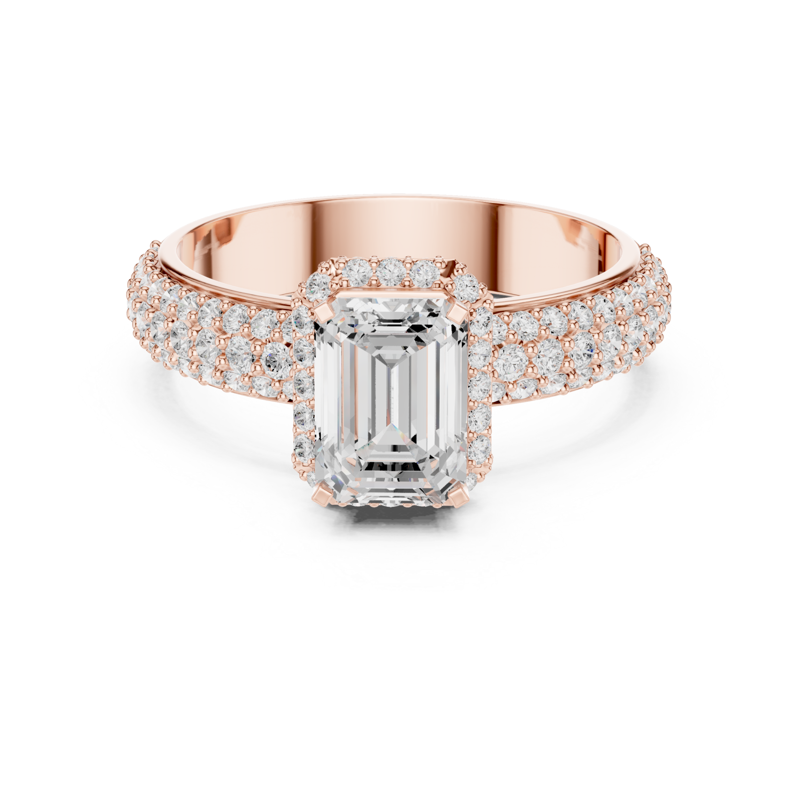  Rose Gold Timeless Marquis Edge Radiant Band Ring Front View
