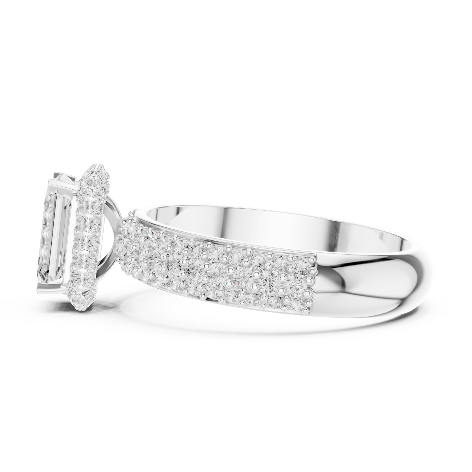 White Gold Timeless Marquis Edge Radiant Band Ring Side View