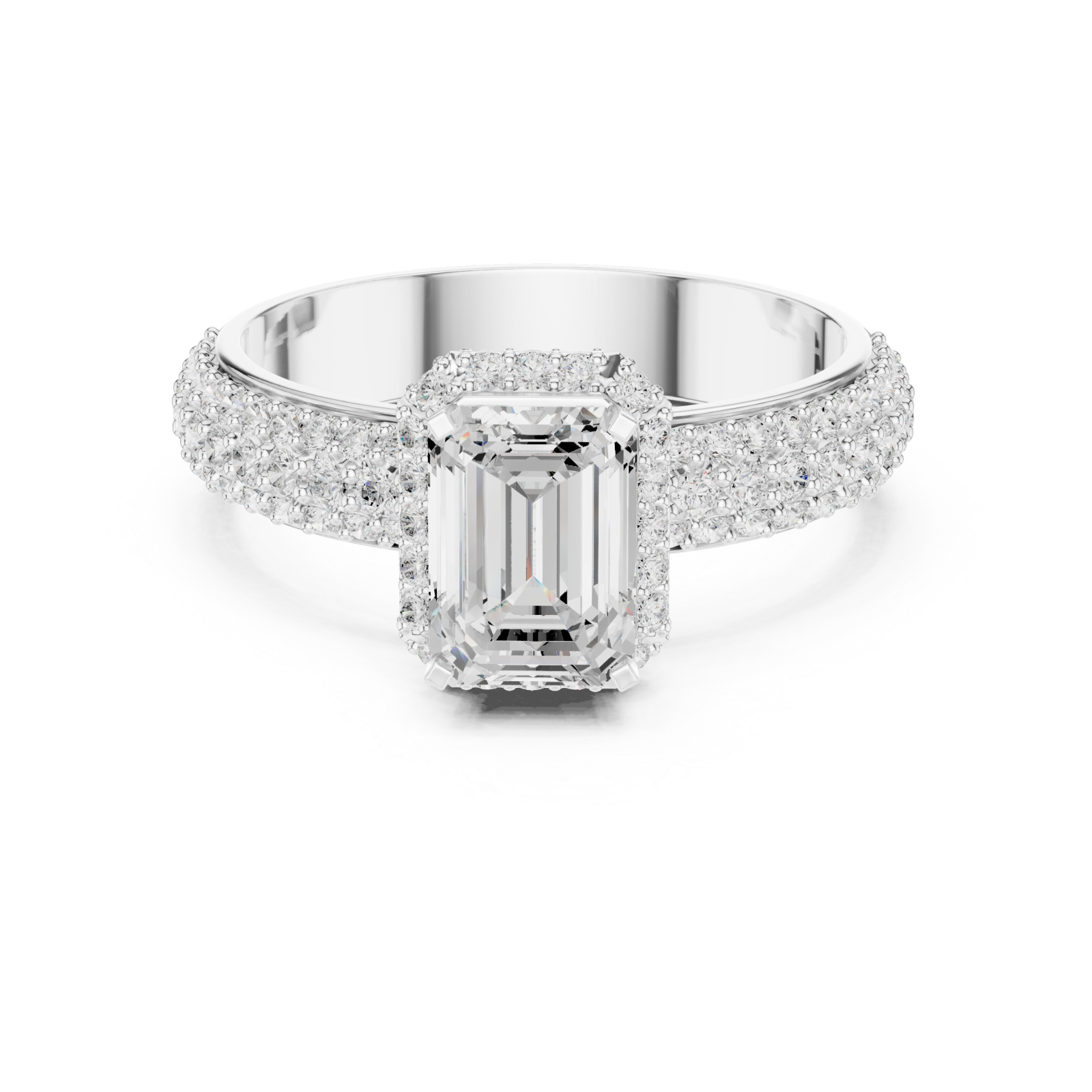  White Gold Timeless Marquis Edge Radiant Band Ring Front View