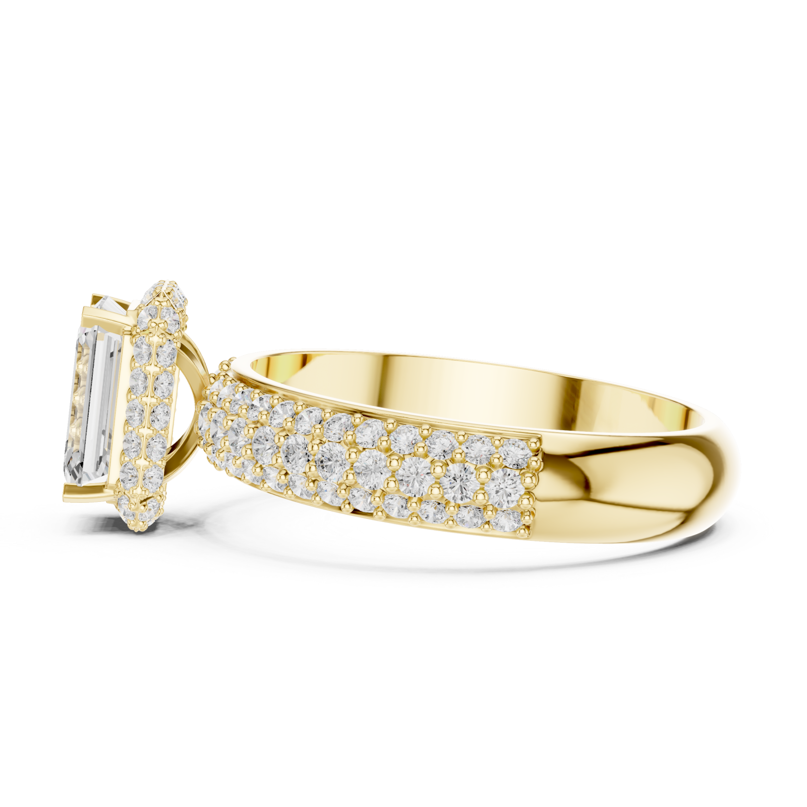  Gold Timeless Marquis Edge Radiant Band Ring Side View