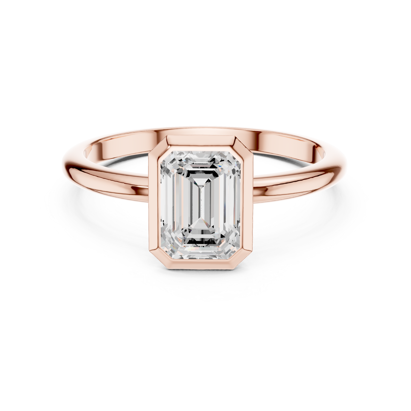  Rose Gold Classic Emerald Illusion Ring Front View