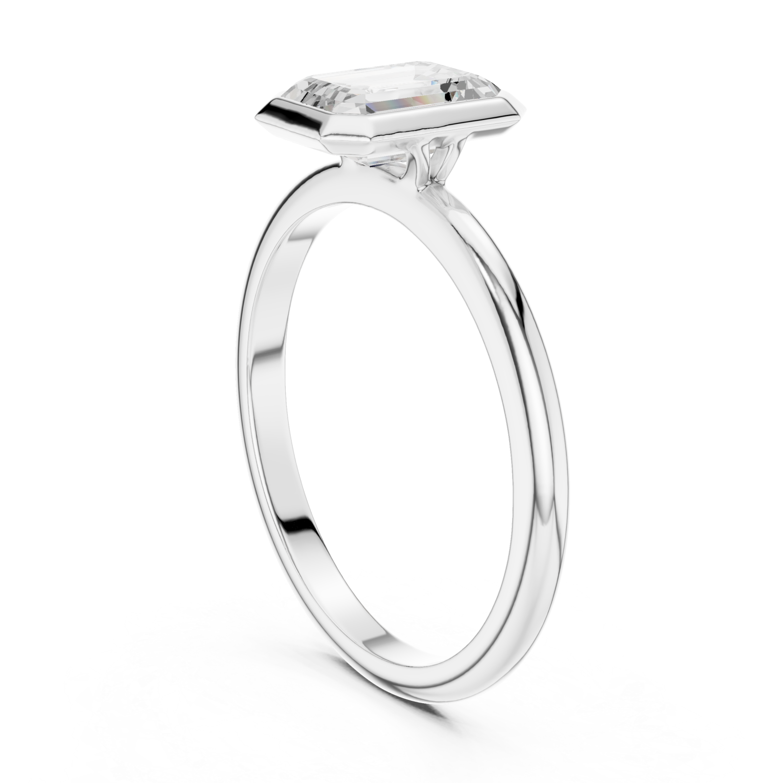  White Gold Classic Emerald Illusion Ring Left View