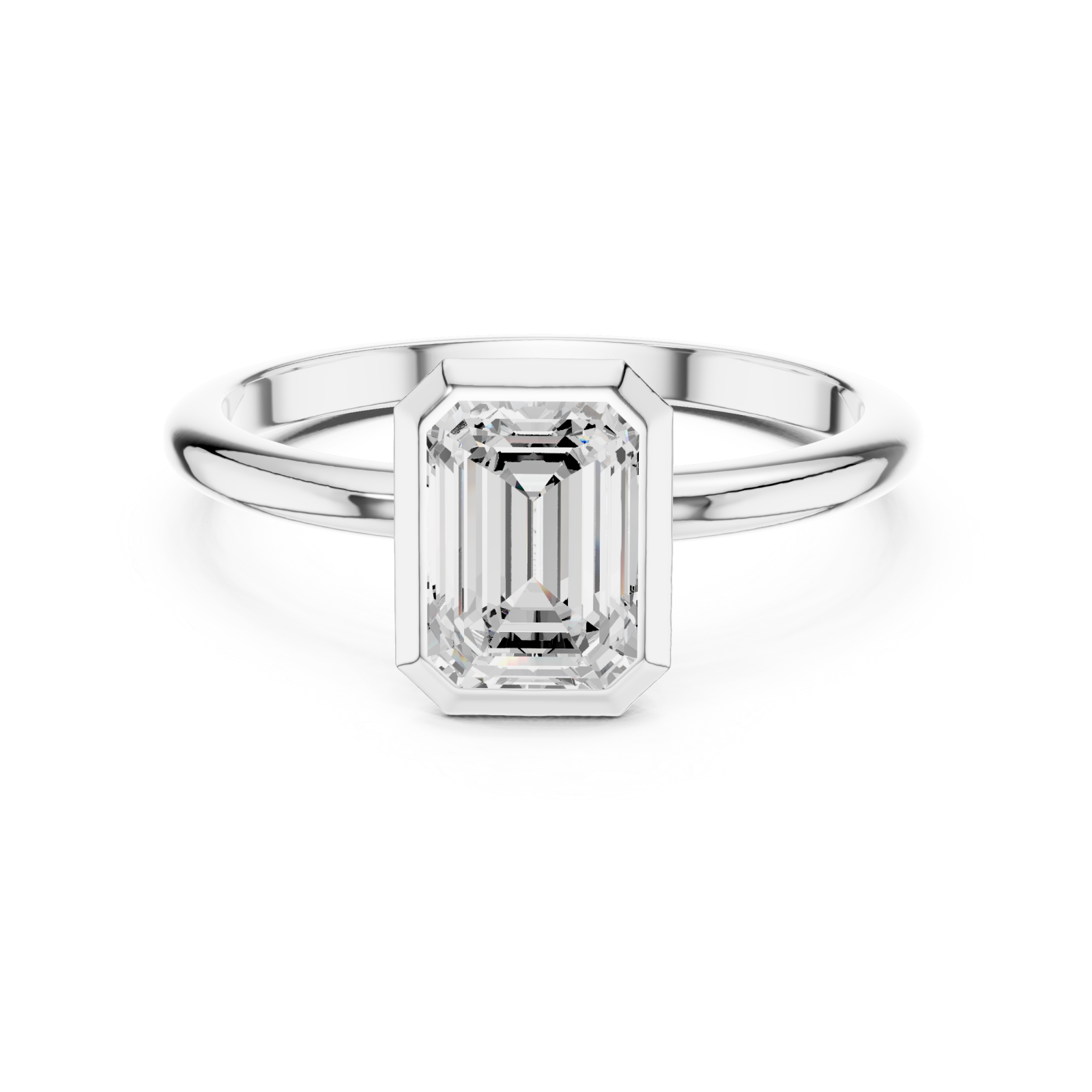  White Gold Classic Emerald Illusion Ring Front View