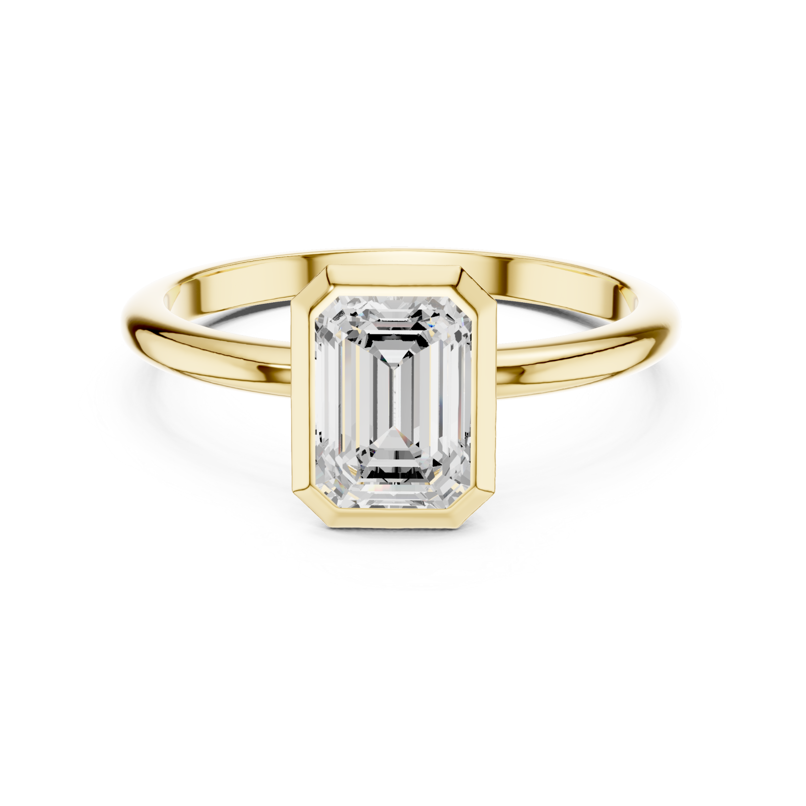  Gold Classic Emerald Illusion Ring Front View