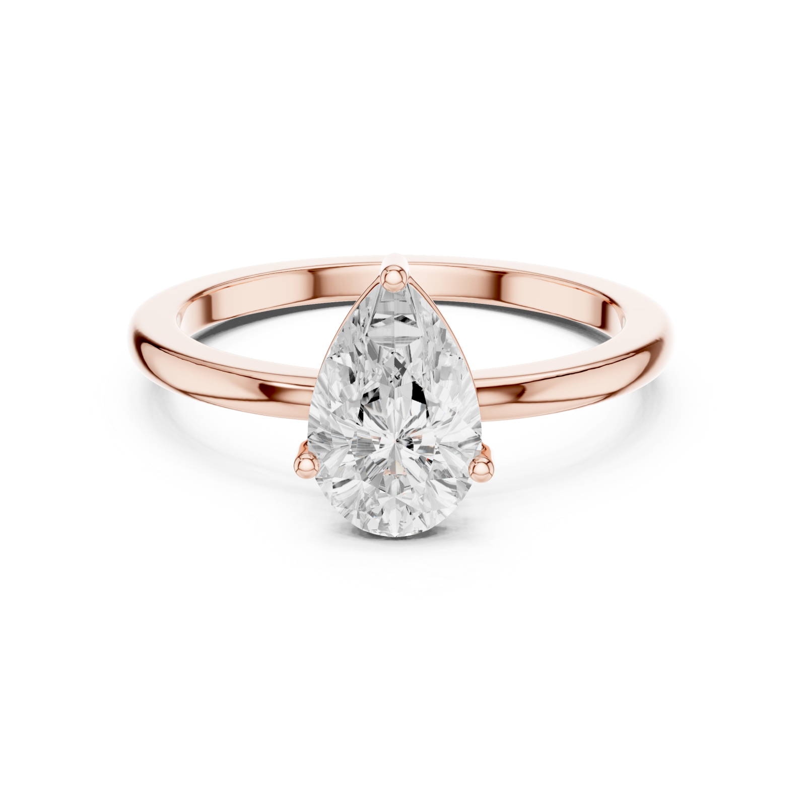  Rose Gold Opaline Promise Petite Solitaire Band Front View