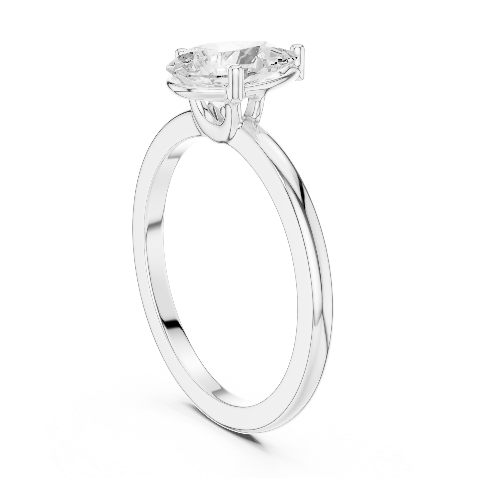  White Gold Opaline Promise Petite Solitaire Band Left View