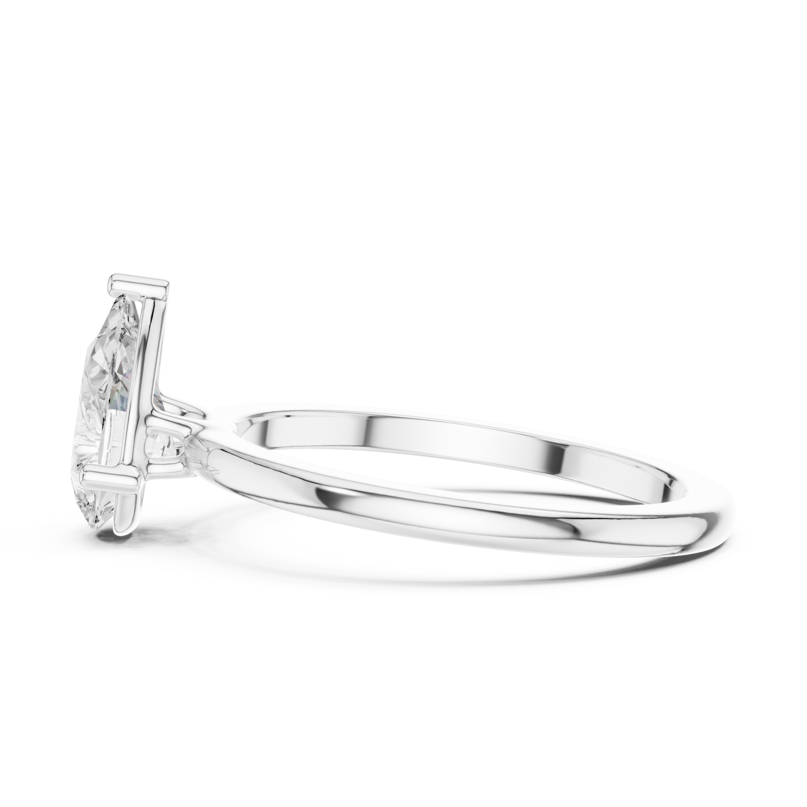  White Gold Opaline Promise Petite Solitaire Band Side View