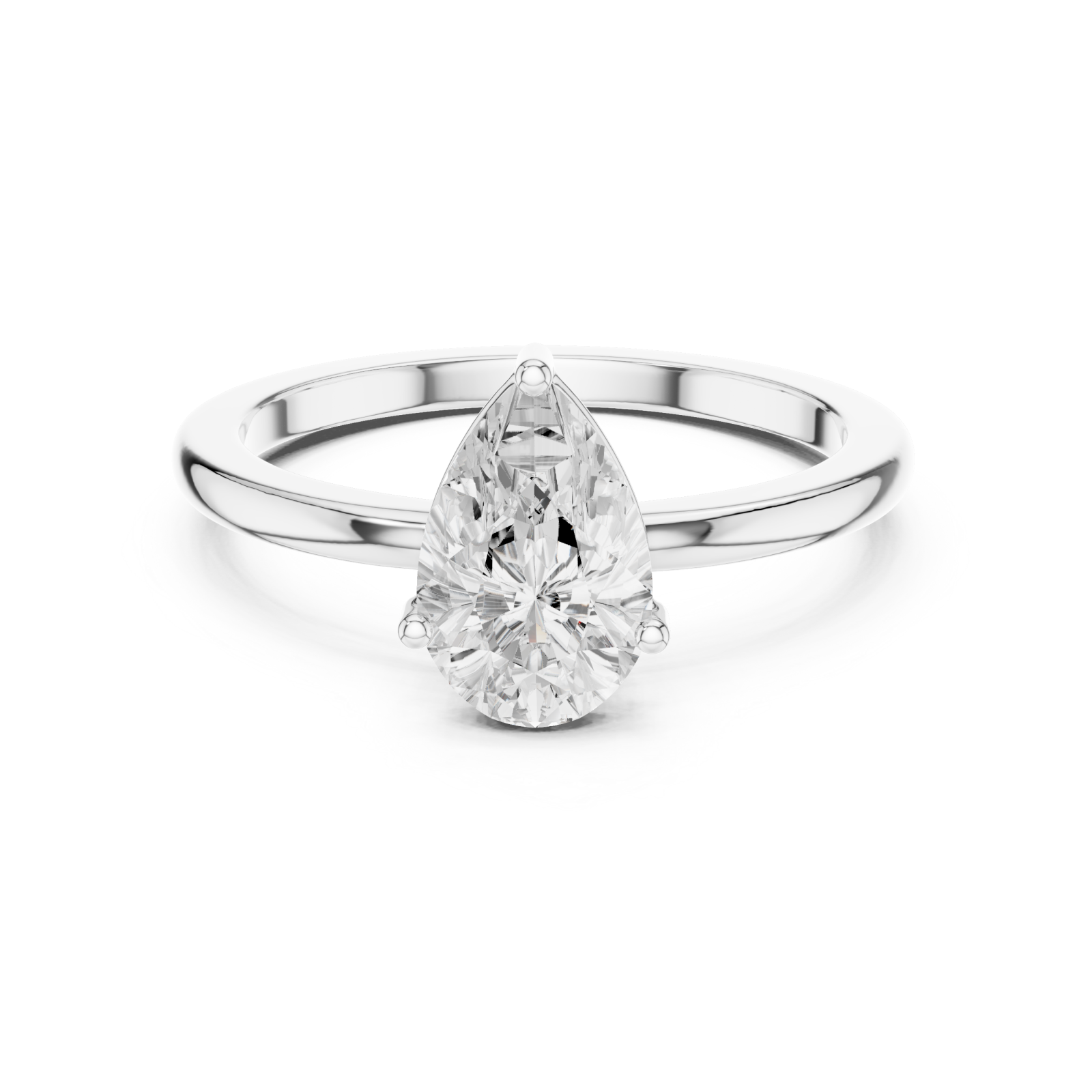  White Gold Opaline Promise Petite Solitaire Band Front View