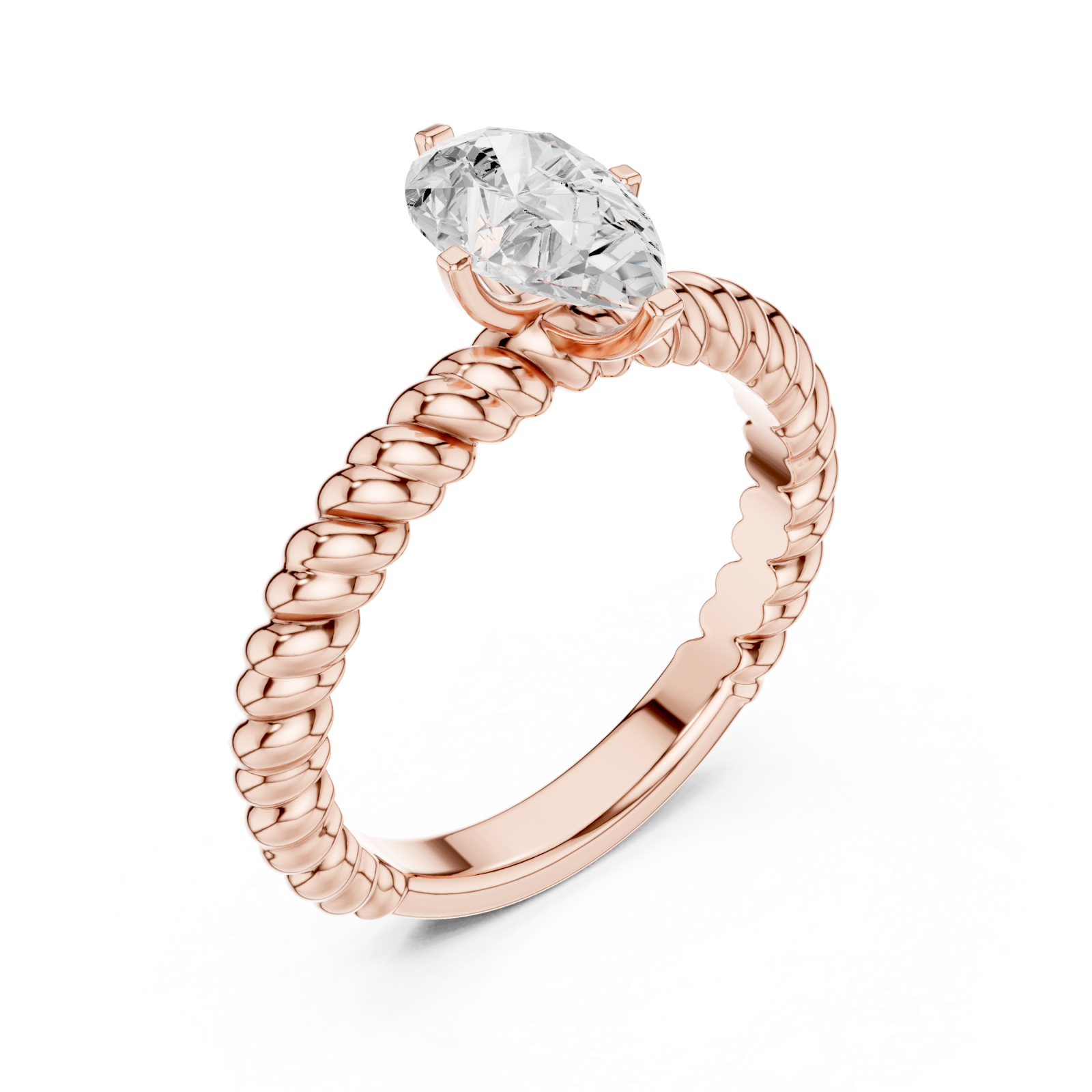  Rose Gold Petite Weave Statement Ring Right View