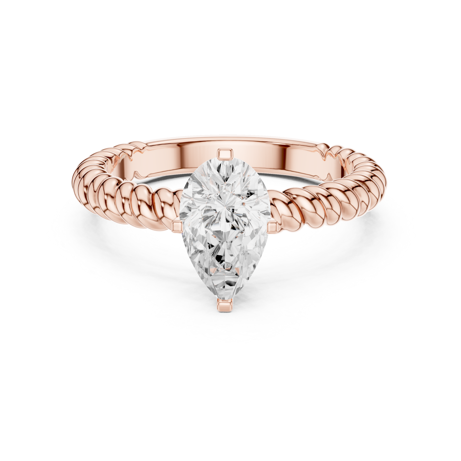  Rose Gold Petite Weave Statement Ring Front View