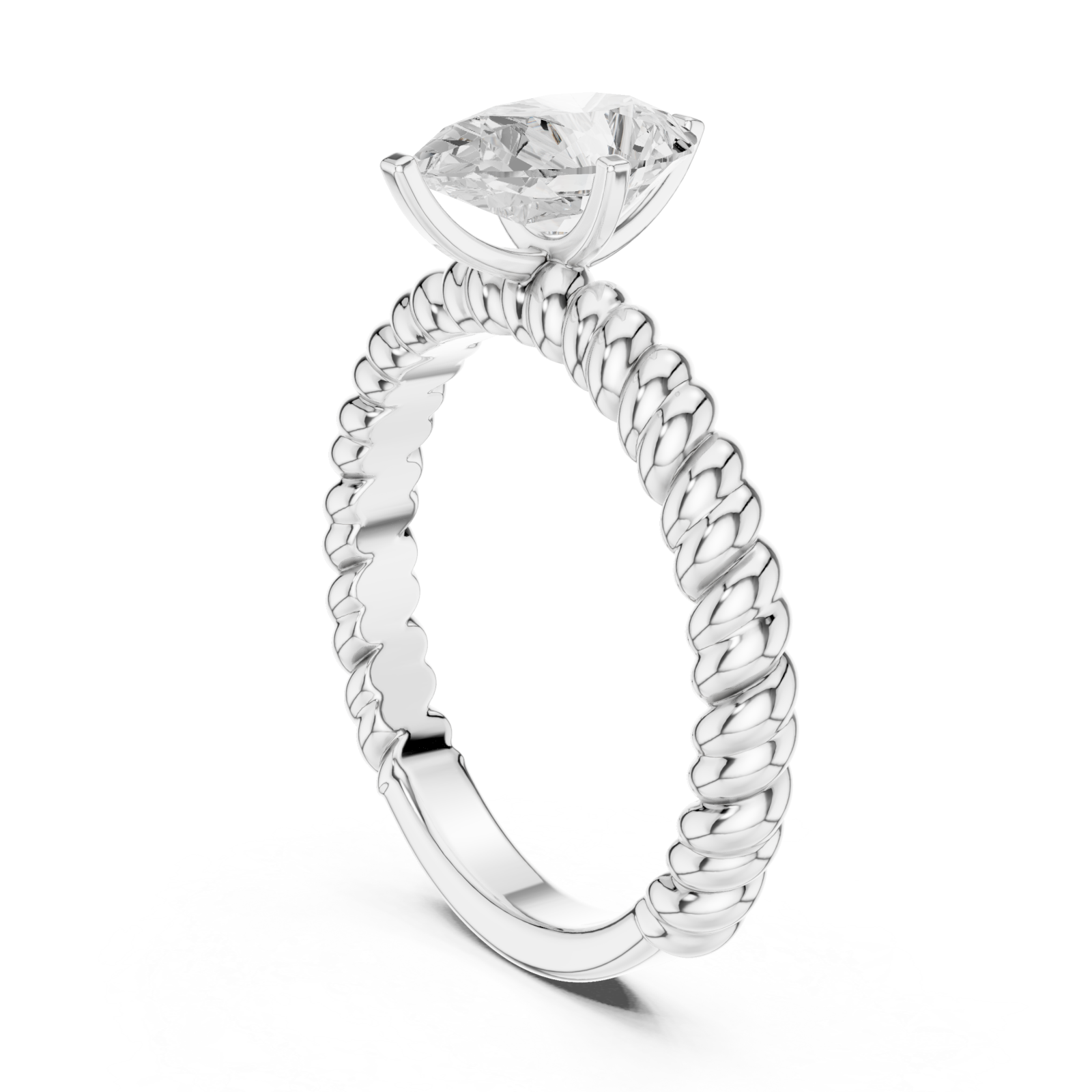  White Gold Petite Weave Statement Ring Left View