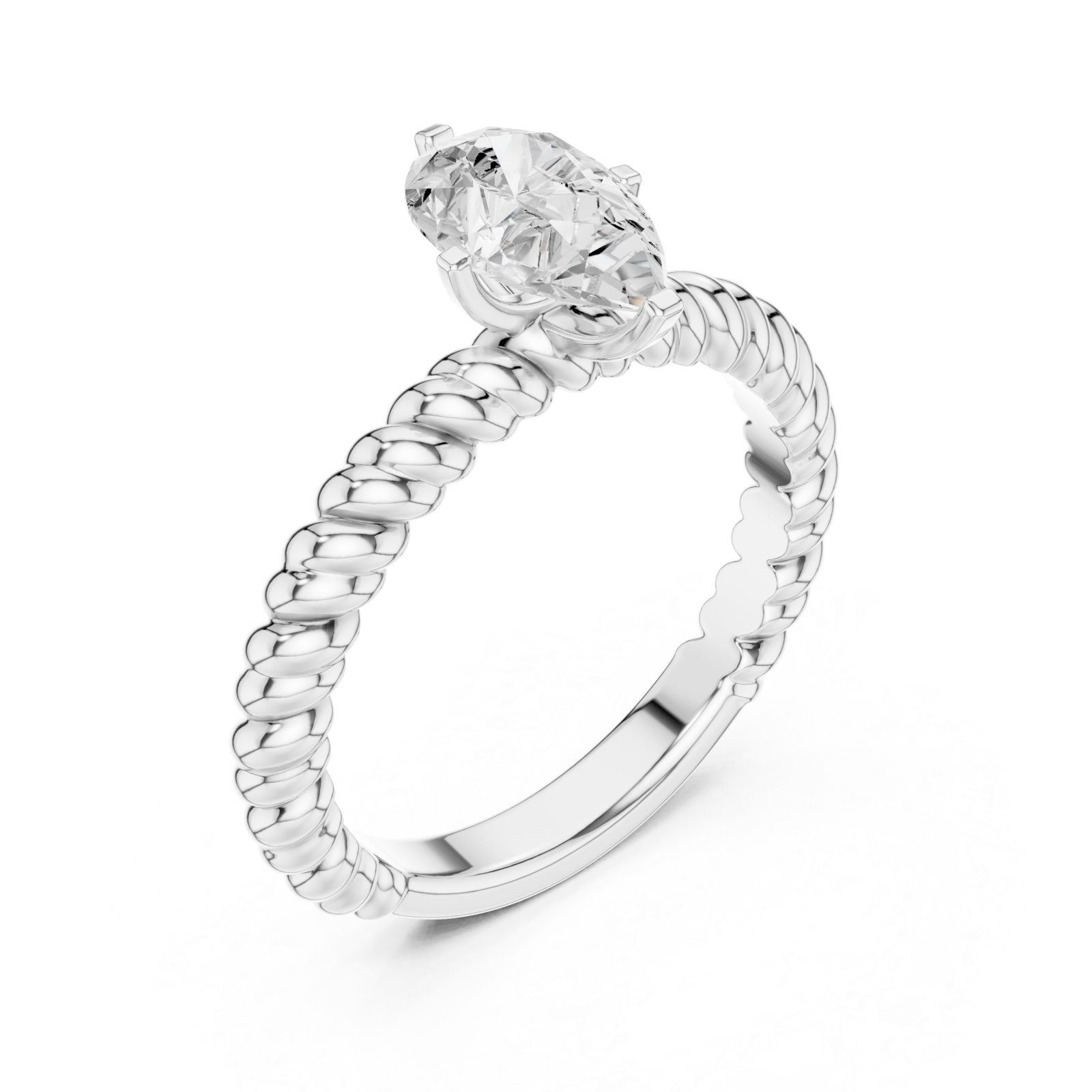  White Gold Petite Weave Statement Ring Right View